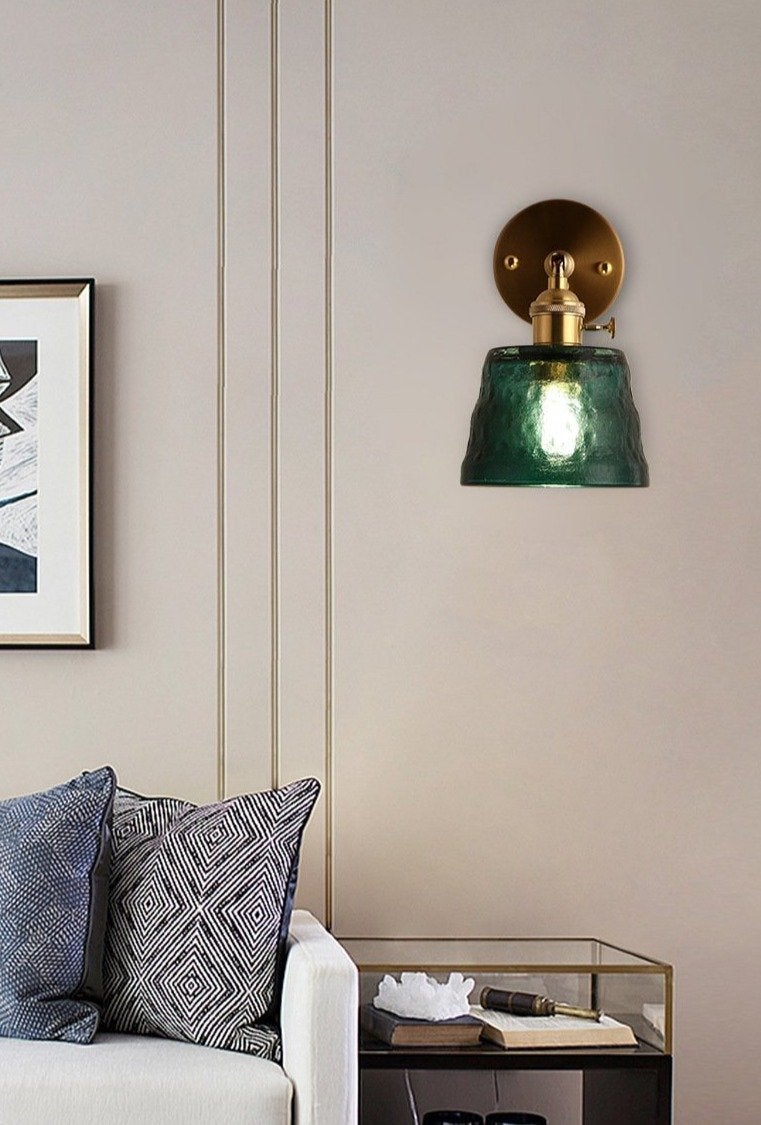 Art Living Room Bedroom Balcony Mirror Bedside Brass Copper Wall Lamp