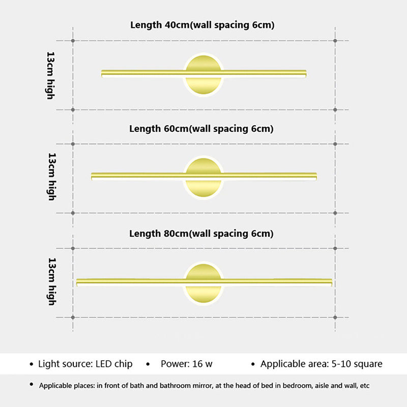 Modern LED Wall Lamp Mirror Light Bathroom Toilet Black Gold Long Strip Fixture Led Lighting Lamps