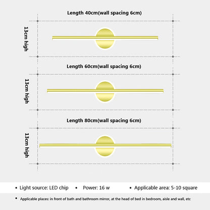 Modern LED Wall Lamp Mirror Light Bathroom Toilet Black Gold Long Strip Fixture Led Lighting Lamps