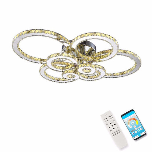 Surface K9 Crystal Modern LED Ceiling Light For Living Room Bedroom Lamp Fixture Luxury 8 Rings Dining Restaurant Plafon