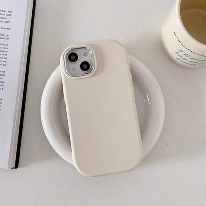 Ellipse Plating Lens Frame Solid Color Phone Case For iPhone 17 16 Pro Max 15 14 Plus 13 12 11 Shockproof Silicone Back Cover