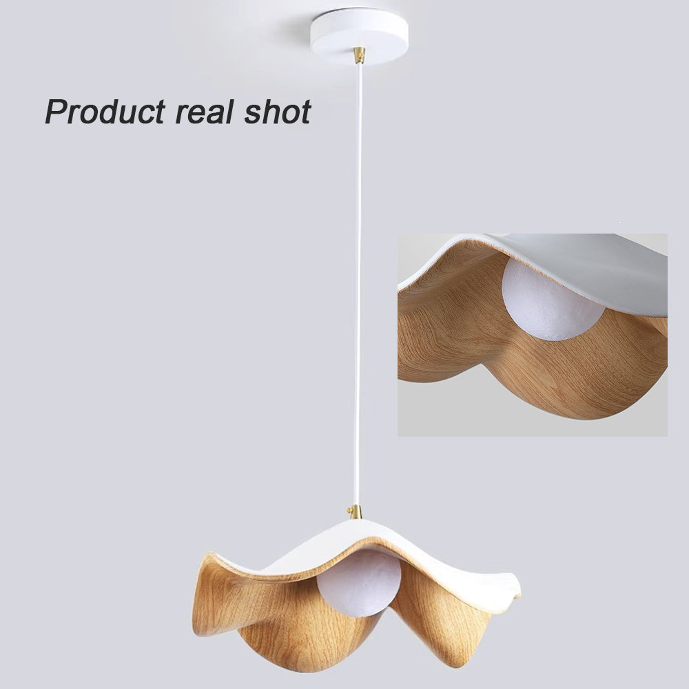 Wabi Sab Lotus Leaf Dining Pendant Light Petal Wood Grain Resin Pendants Lights Colour For Bedroom Dining Room Lighting