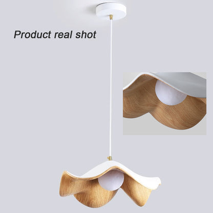 Wabi Sab Lotus Leaf Dining Pendant Light Petal Wood Grain Resin Pendants Lights Colour For Bedroom Dining Room Lighting