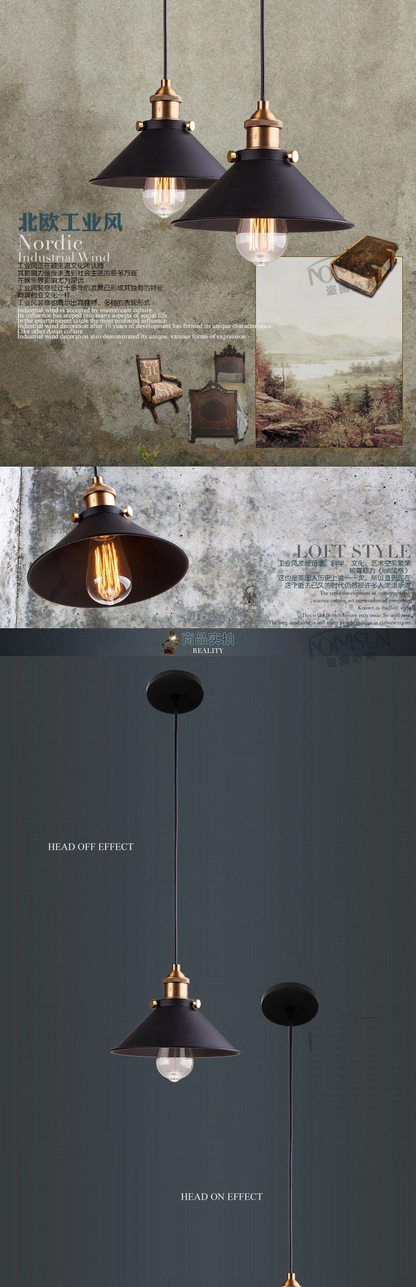 black vintage industrial pendant light nordic retro lights iron lampshade loft edison lamp metal cage dining room Countryside