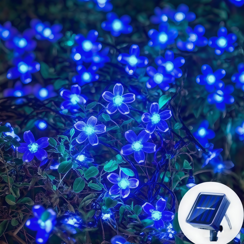 Solar Cherry Garden Blossom Flower Lights Garlands String Lights Solar Outdoor Waterproof Lawn