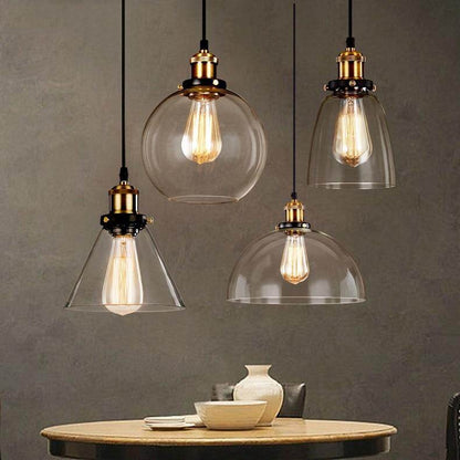 Vintage Glass Pendant Lights Loft Hang Lamp Smoky Grey Hanging Light
