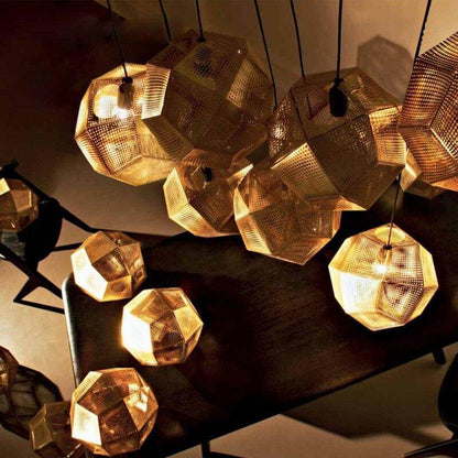 Modern Industrial Pendant Lights Hotel/Restaurant/Bar Pendant Lamps Gold/Silver Stainless Steel Art Geometry Net Lighting