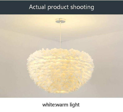 Pendant Lights E27 Feather Romantic Pendant Lamp For Bedroom Living Room Lighting HangLamp Goose Feather Suspension Luminaire