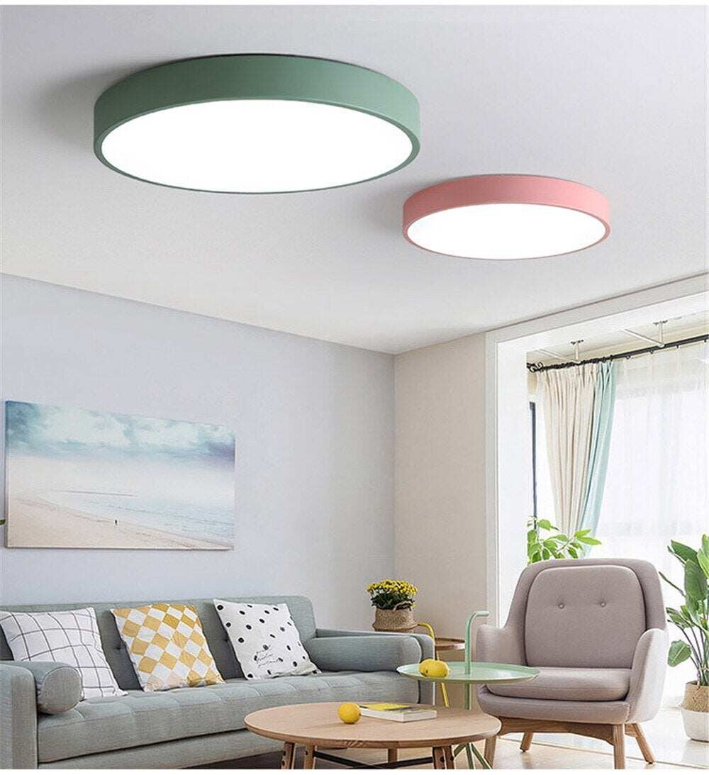 Modern Ceiling Light Round Macarons Lighting Iron Metal Acrylic Kitchen Bed Room Foyer LED Chip Lamp Decoration Light Fixture