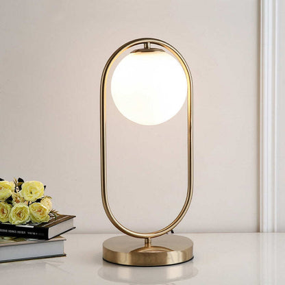 Nordic Art Deco Golden Body Table Lamp Metal Base Plate Modern Minimalist Frosted Glass Led Desk Lamp For Study/Bed Room