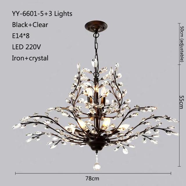 American Luxurious Crystal Chandelier E14 LED 220V For Restaurant  Lighting Chandelier Modern Home Decor Lighting Fixtures Room