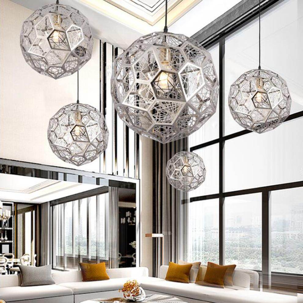 Modern Pendant Light Diamond Frame Shape Nordic Web Ball Hanging Lamp For Kitchen Living Room Shop Restaurant Bar Decor