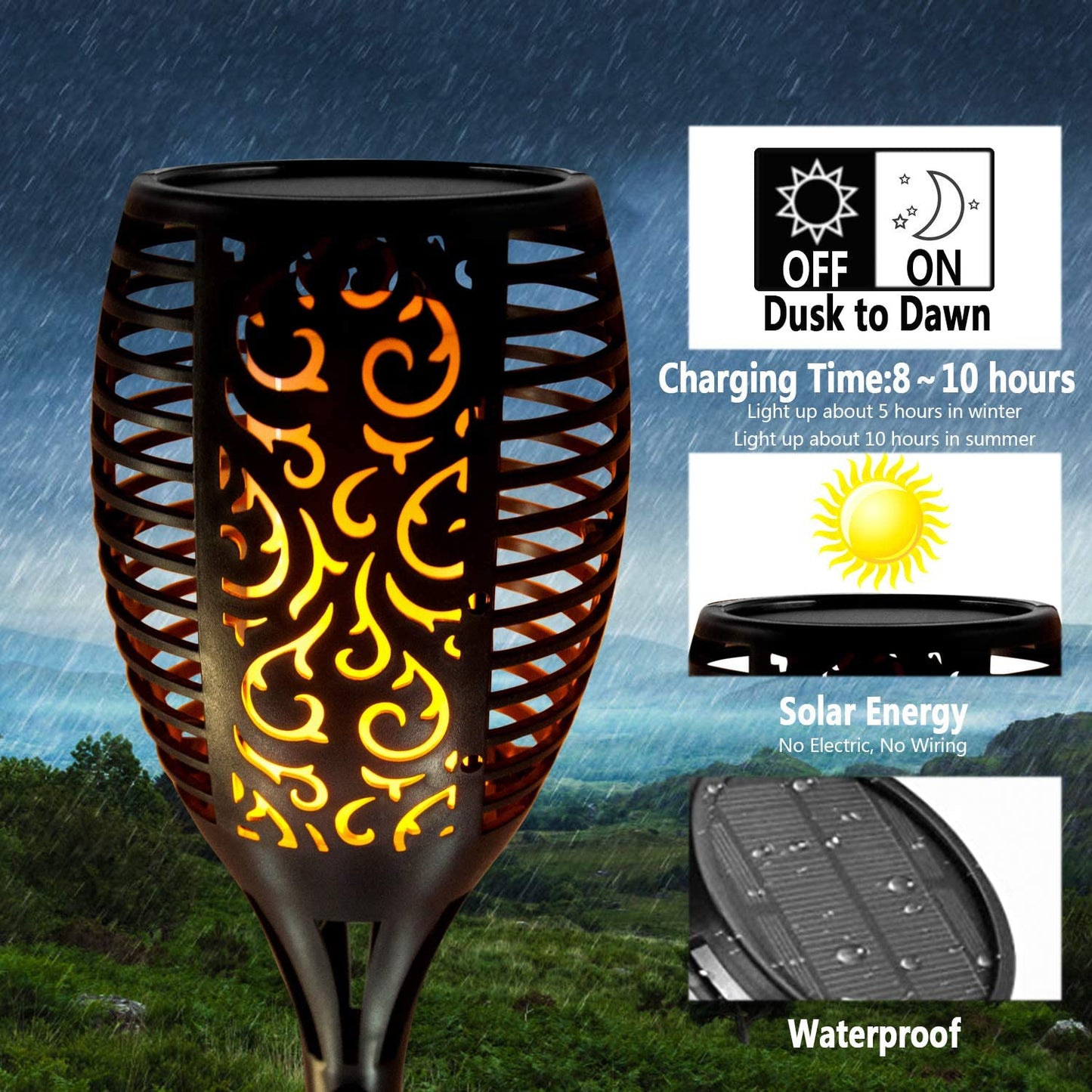 33/96 LED Solar Flame Lights Outdoor IP65 Waterproof Led Solar Garden Light Flickering Torches Courtyard Decoration Lawn Lamp