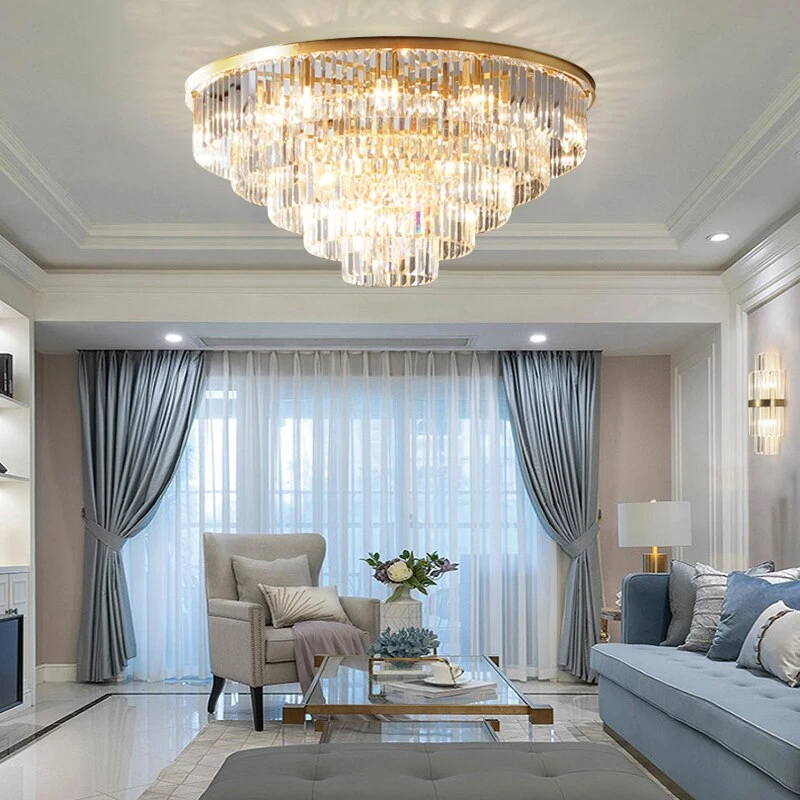 Copper Crystal Ceiling Lamp For Living Room Modern Led Ceiling Lights For Bedroom Home Ceiling Lamp Fixture Crystal Lustres