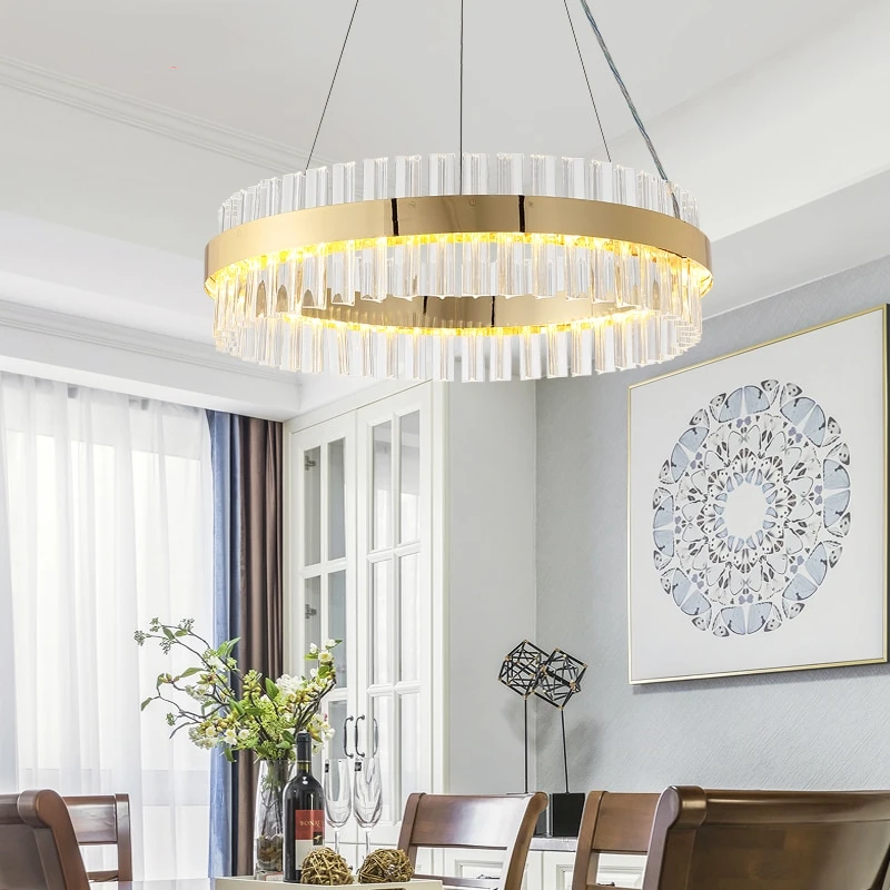 Luxury Crystal Pendant Light Living Room Led Pendant Lamps Dining Room Modern Hanging Lighting Bedroom Crystal Kitchen Fixtures