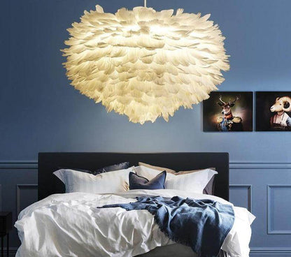 Pendant Lights E27 Feather Romantic Pendant Lamp For Bedroom Living Room Lighting HangLamp Goose Feather Suspension Luminaire