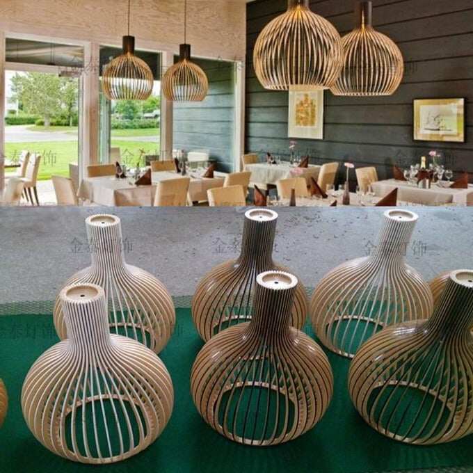 Modern Black Wood Birdcage E27 Bulb Pendant Light Nordic Home Deco Weaving Wooden Pendant Lamp