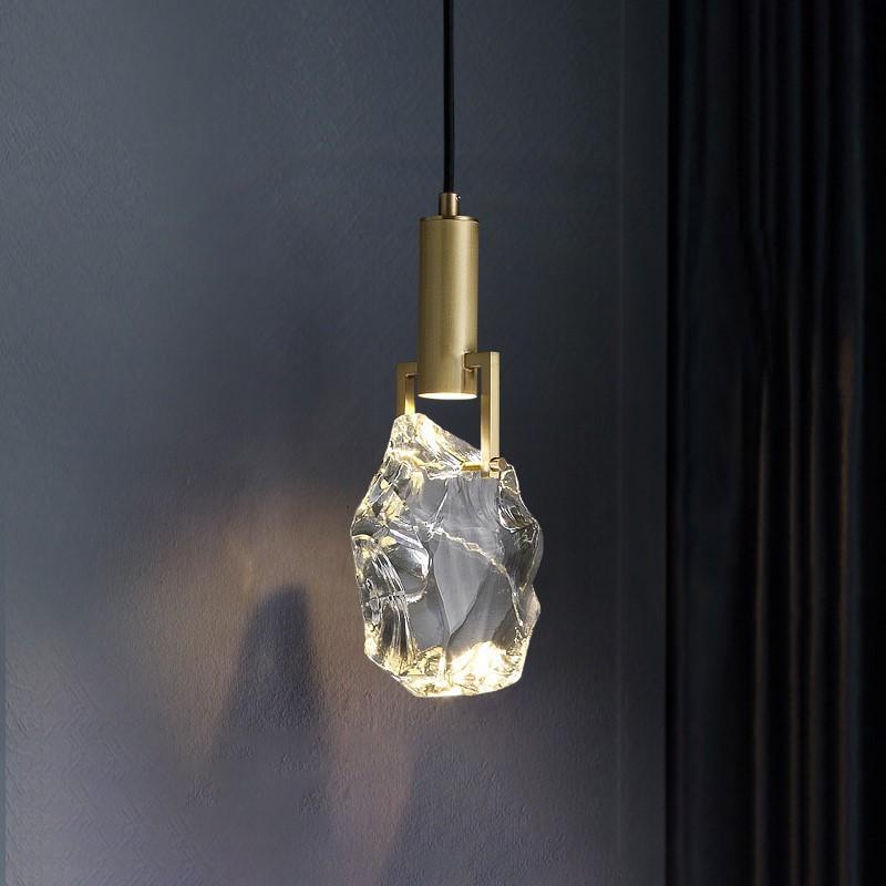 All-copper Original Stone Crystal Bedroom Bedside Small Chandelier Decorative Chandelier