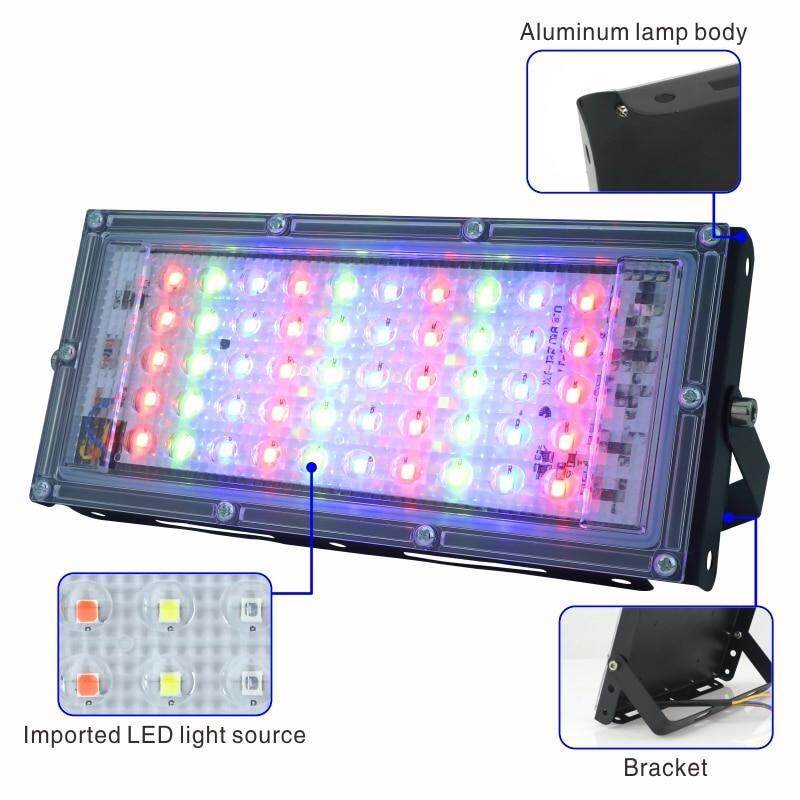 50W LED RGB Flood Light Lamp AC Outdoor Floodlight IP65 Waterproof Reflector Led Spotlight with Remote Control