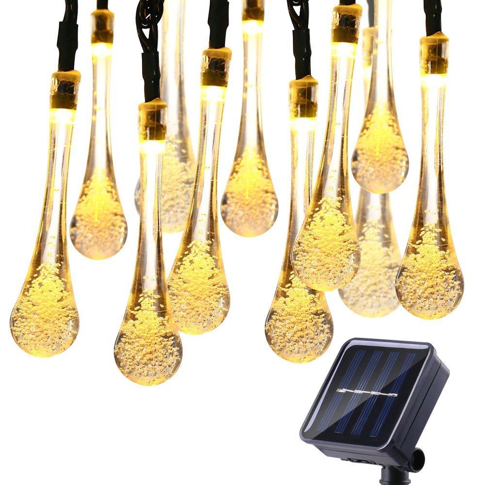 6M 30LED Solar Bulb Light String Droplet Bulbs Fairy String Lights For Outdoor Waterproof Garden Lawn Solar Lamp