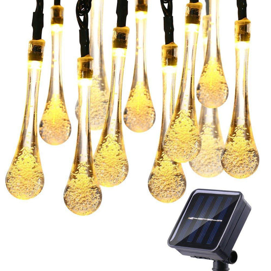 6M 30LED Solar Bulb Light String Droplet Bulbs Fairy String Lights For Outdoor Waterproof Garden Lawn Solar Lamp