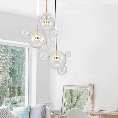 Modern Creative Clear Glass Bubble Ball LED Pendant Llights Kitchen Bedroom Store Cafe Interior Lighting Decorative Hanging Lamp