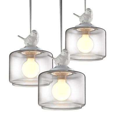 Lanterns Restaurant Droplight Nordic Bird Droplight Creative Personality Retro Chandeliers Modern Glass Pendant Lamp With Bulb