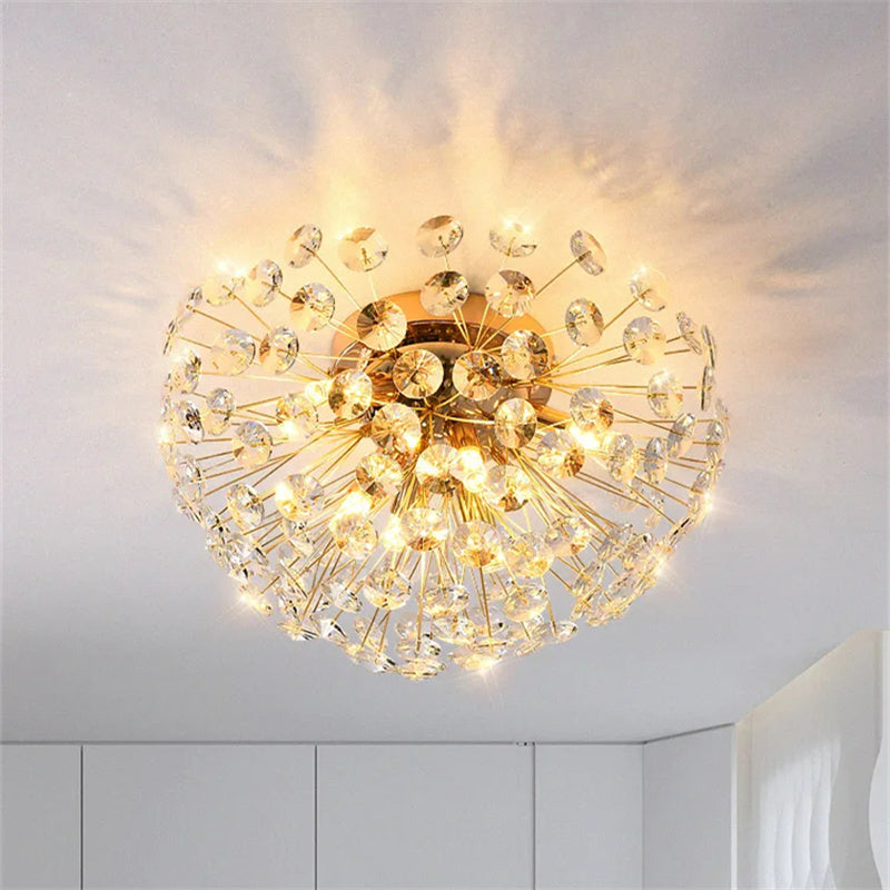 Dandelion Crystal Ceiling Light  New Style Living Room, Bedroom, Study Decoration Light Creative Sun Flower LED Light