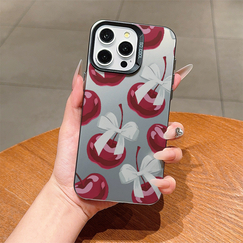 Cherry Bow Pattern Phone Case for iPhone16/15/14/13/12/11/ProMax/Pro/Plus Fashion Friend Gift Aesthetic Phone Case