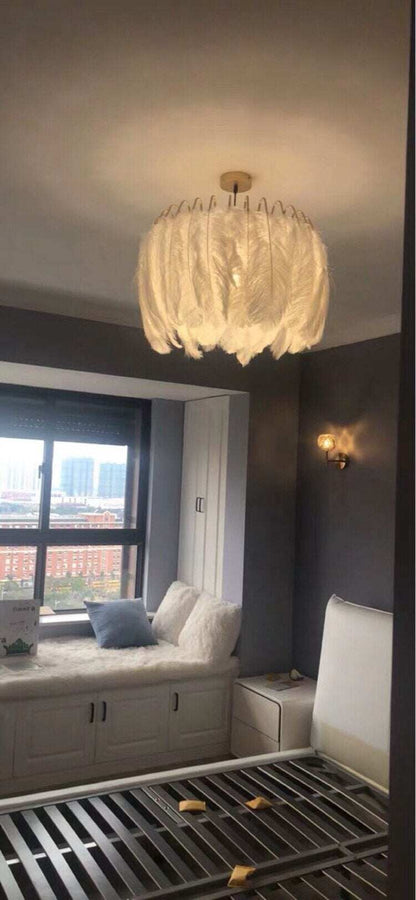 Feather Lamp Modern Nordic  Fairy Feather Chandelier Lamp Loft Pendant Lamp Lights Living Suspension Lighting Fixtures