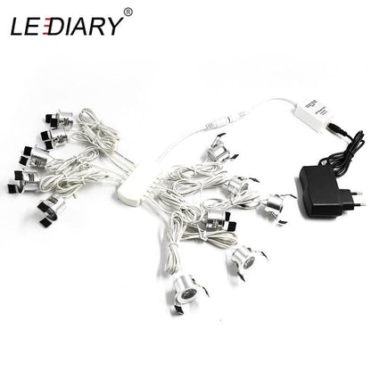 Mini LED Spot Downlights Dimmable Lamp Set Remote Controller Ceiling Recessed 1.5W 27mm Hole Silvery Cabinet Lights