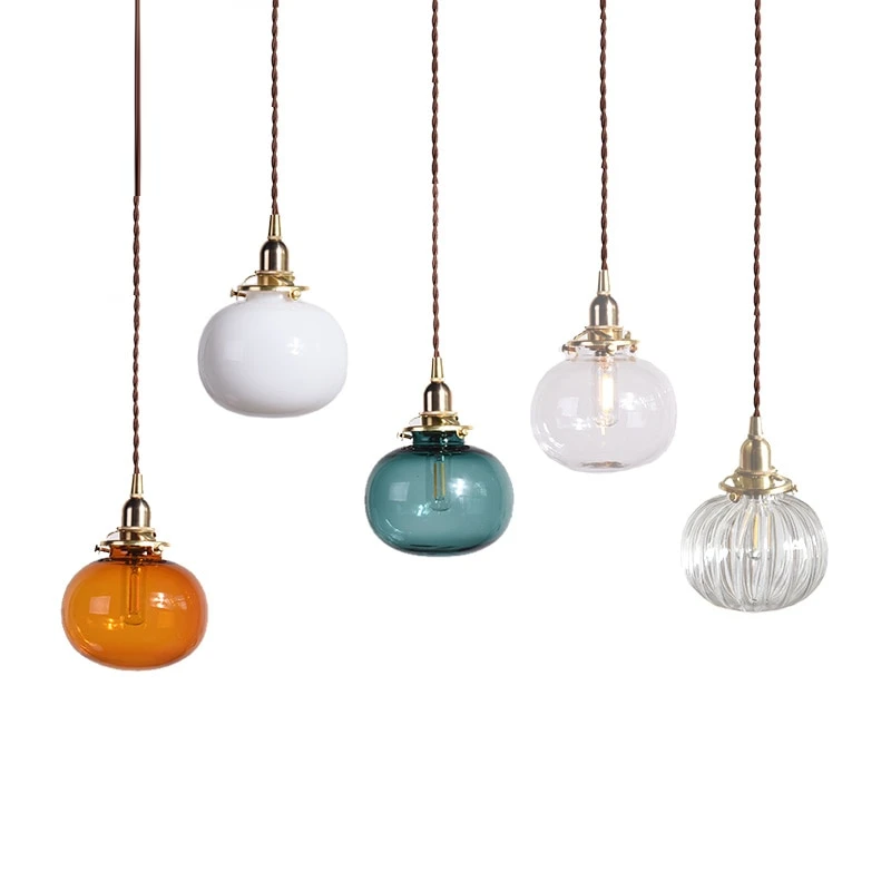 Modern Creative Glass Pendant Lamp Bar Bedside Bedroom Dining Room Decoration Pendant Lights Indoor LED E27 Combination Lighting