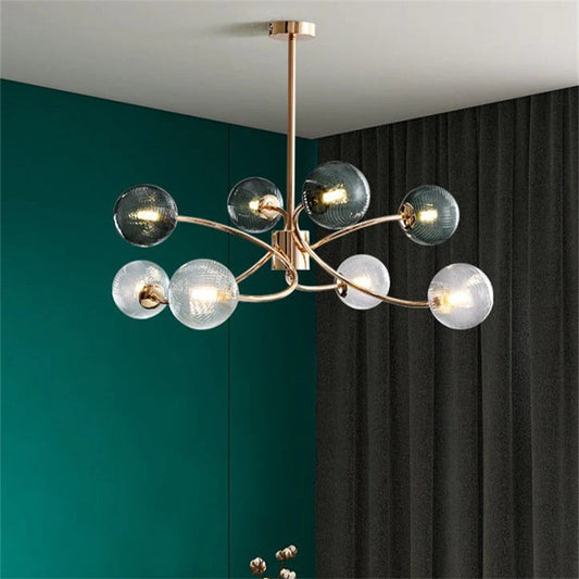 New Nordic LED Chandelier for Living Room Dining Bedroom Kitchen Ceiling Pendant Lights Multicolor Glass Lampshade Fixtures