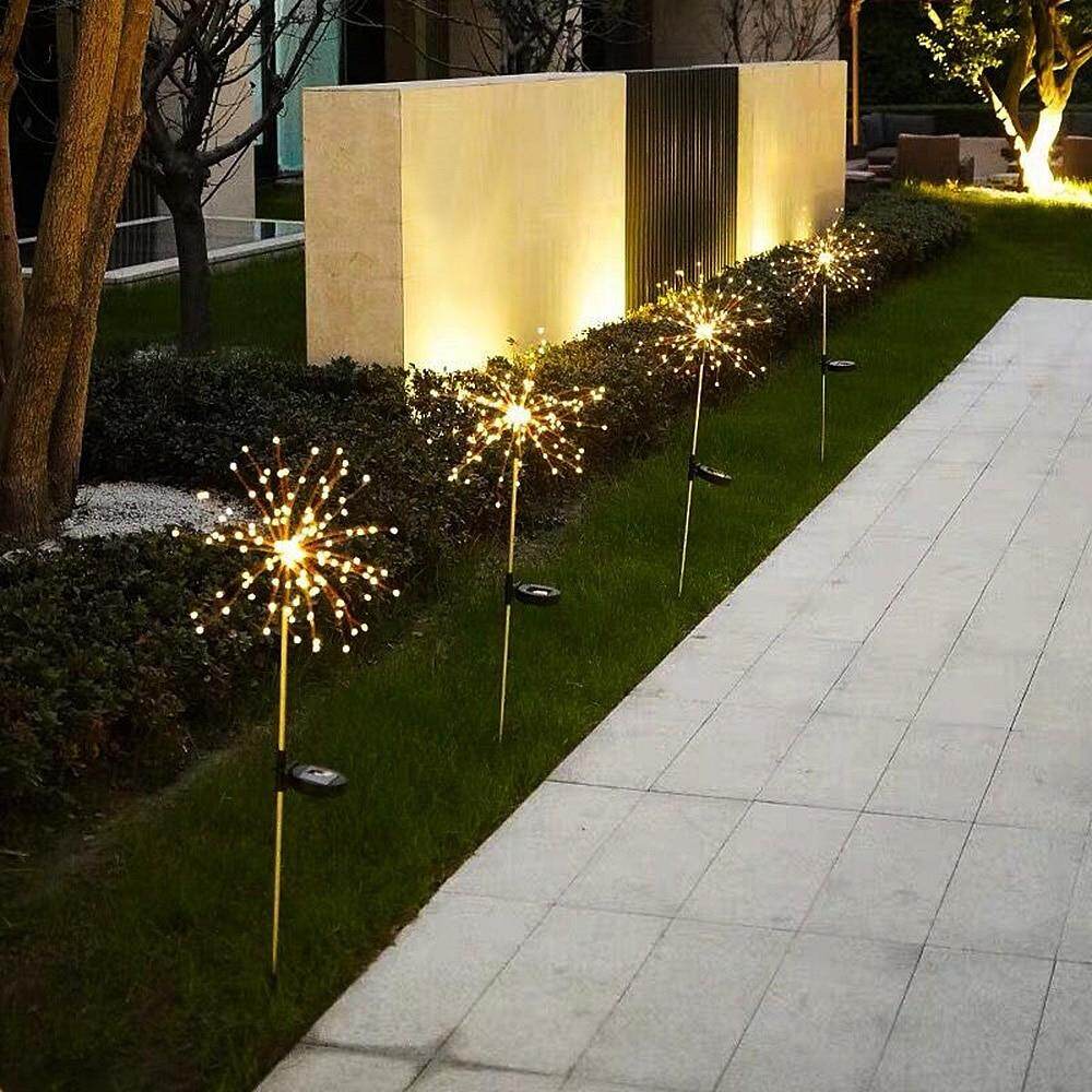 1pcs Outdoor LED Solar Fireworks Lights 90/150 LEDs Waterproof Flash String Light For Garden Patio Christmas Holiday Decoration