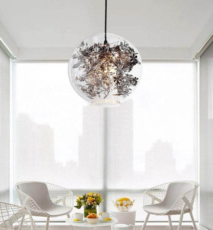 Nordic Glass Ball Flower Pendant Light LED E27 With 4 Colors Loft Modern Hanging Lamp For Living Room Bedroom Kitchen Restaurant