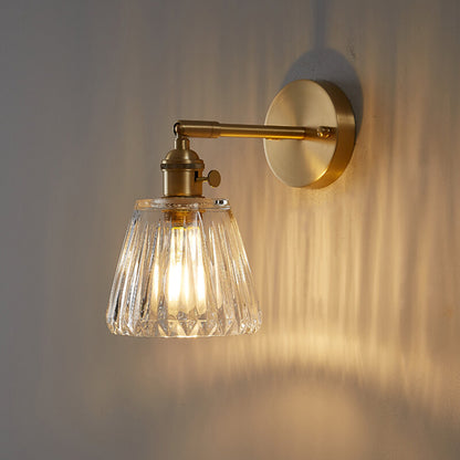 Nordic Modern Simple Light Luxury Brass Glass Wall Lamp Retro Living Room Bedroom Headboard Headlight