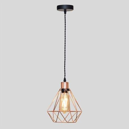 Modern Plating Metal Cage Pendant Lamp,Vintage Plating Rose Gold Birdcage Creative Hanging Lamp For Restaurant Living Room