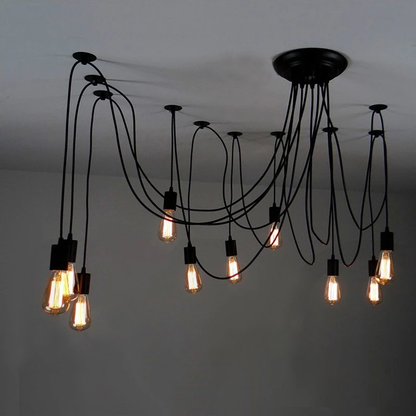 Mordern Nordic Retro Edison Bulb Light Chandelier Vintage Loft Antique Adjustable DIY Art Spider Ceiling Lamp Fixture Light