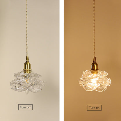 French Romantic Small Rose Glass Chandelier Lighting Bedside Bedroom Vintage Brass Light Luxury Hanging Lamp Living Dining Room