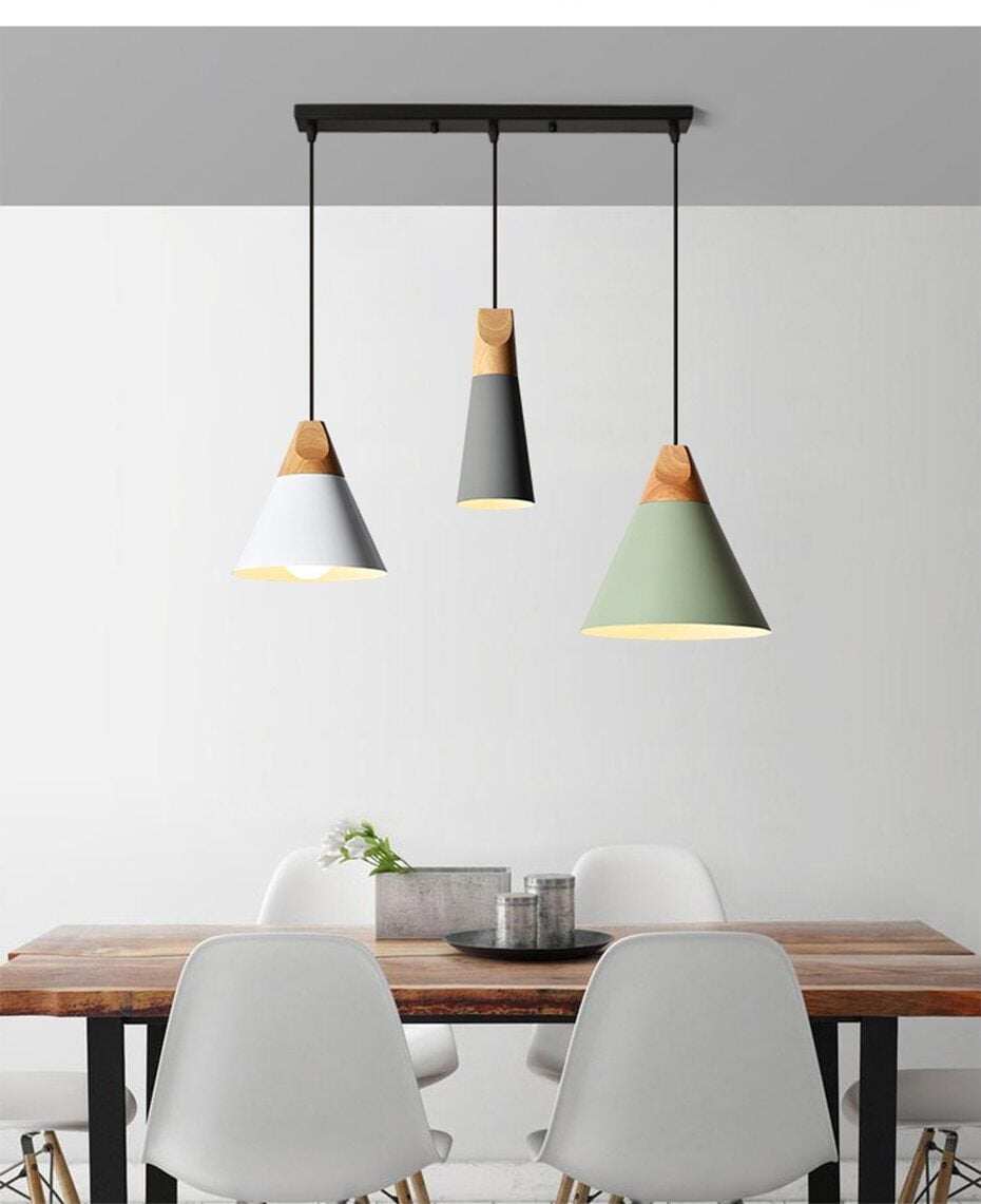 LED Pendant Lights Aluminum Wood Pendant Lamps E27 Modern Hang Lamp Kitchen Restaurant Bar bedroom living room light fixtures