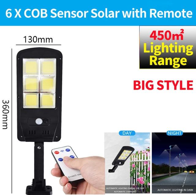 300W Remote Control Upgraded COB Solar Light PIR Motion Sensor IP65 Outdoor Solar Wall Street Light Waterproof Lamp