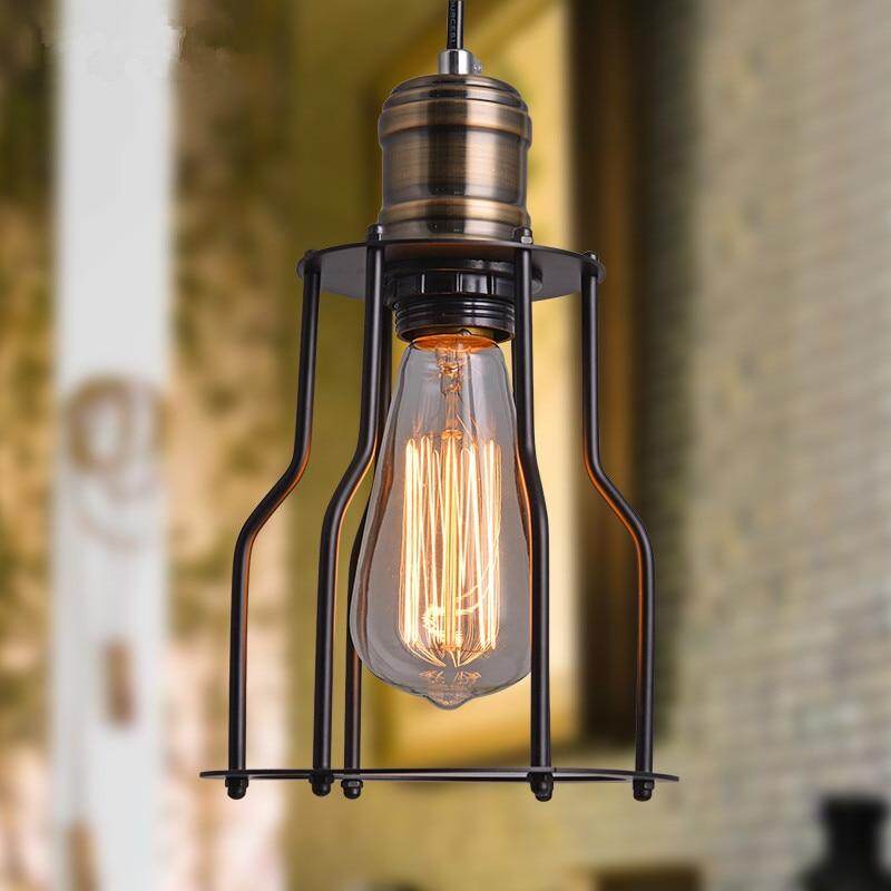 Industrial Vintage Brushed Iron Cage Edison Light Island Light retro Pendant Light