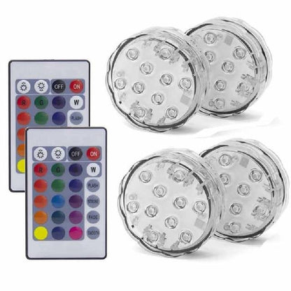 10LED RGB LED Underwater Light Pond Submersible IP67 Waterproof Swimming Pool Light Battery Operated For Wedding Party