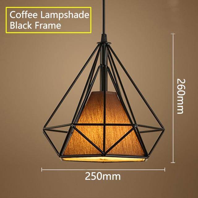 Modern Black Birdcage Pendant Light Iron Minimalist Retro Scandinavian Loft Pyramid Pendant Lamp Metal Cage With E27 ZDD0001