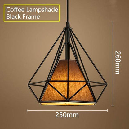 Modern Black Birdcage Pendant Light Iron Minimalist Retro Scandinavian Loft Pyramid Pendant Lamp Metal Cage With E27 ZDD0001