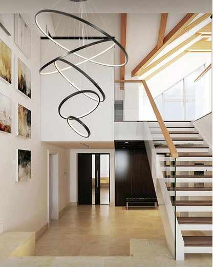 Aluminum Circle Rings Modern LED Chandelier lighting White&Black&Gold Lustre Living Kitchen Dining room nordic lamp luminarias
