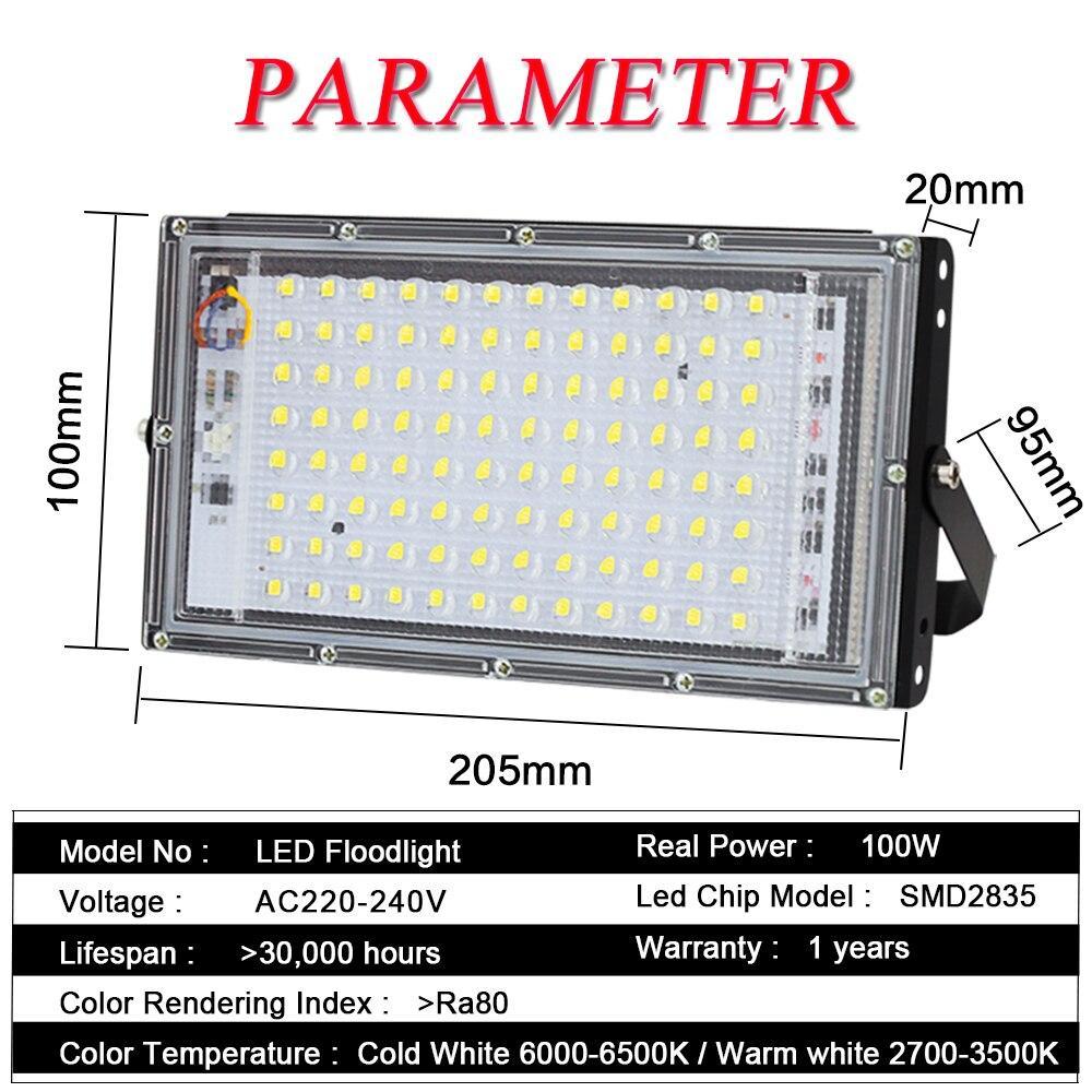 100W LED Flood Light AC 220V Projector IP65 Waterproof Floodlight Spotlight Reflector LED Street Lamp Outdoor Light Lighting