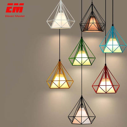 Modern Black Birdcage Pendant Light Iron Minimalist Retro Scandinavian Loft Pyramid Pendant Lamp Metal Cage With E27 ZDD0001