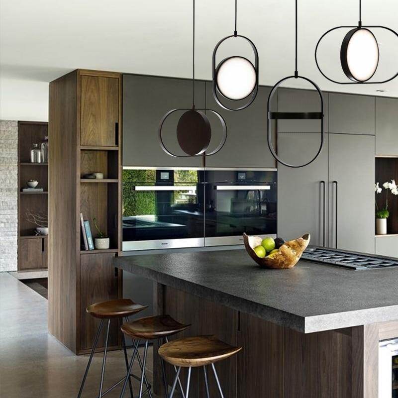 Nordic Modern Geometry Simple Rotary Pendant Lights Designer luminarias Circular Hanging Lamp Bar Bedside Light Fixtures