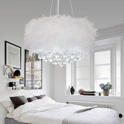 Modern dreamy feather crystal hanging lamp E27 LED lustre pendant lamp fixture bedroom living room hallway kitchen cafe